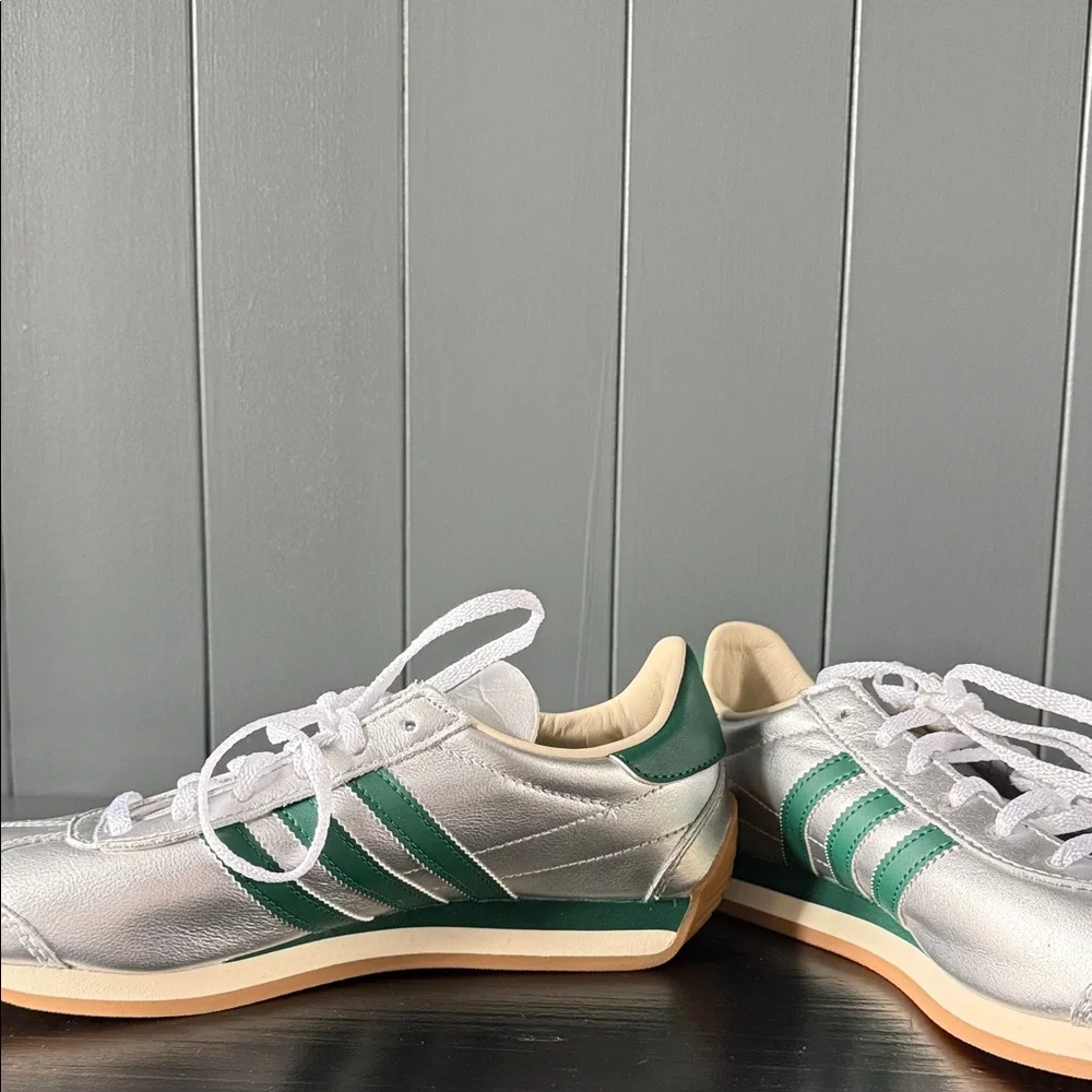 Women’s Silver and Green Adidas Originals Sneakers - Picture 2 of 6